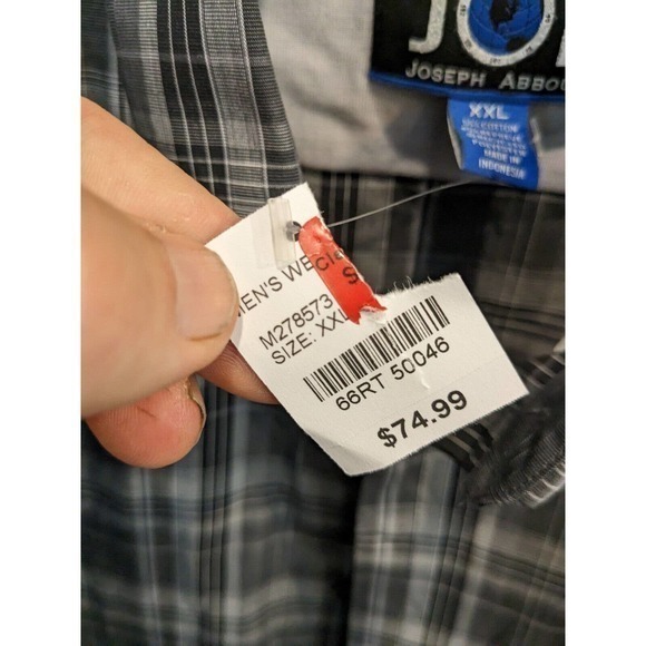 Nwt‎ SLIM FIT Joseph Abboud Men's Shirt Size 2XL Gray check plaid Button Up XXL - Picture 4 of 4
